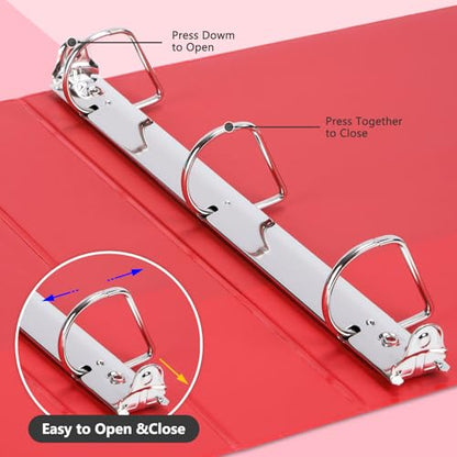 ViVin 튼튼한 3.8cm(1.5인치) 3링 바인더, 포켓 포함, 슬랜트 D 링, PVC 프리, 맞춤형 클리어 뷰 바인더, 21.6 x 27.9cm(8.5 x 11인치) 용지 350장 보관, 6팩 (레드) - color: 레드, size: 1.5인치