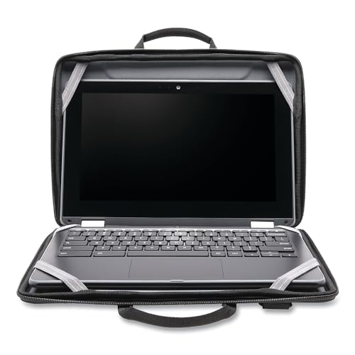 Kensington LS520 Stay-On Laptop Case for 11.6" Chromebooks & Laptops, Clamshell, Shoulder Strap, Water-Resistant (K60854WW), Grey - size: 12" Hard