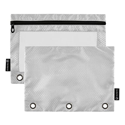 Binder Pouches,Grey Pencil Pouch for 3 Ring Binder 2 Pack Clear Pencil Bag with Zipper for Office School Supplies - color: Gray