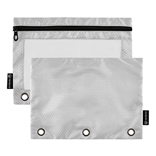 Binder Pouches,Grey Pencil Pouch for 3 Ring Binder 2 Pack Clear Pencil Bag with Zipper for Office School Supplies - color: Gray