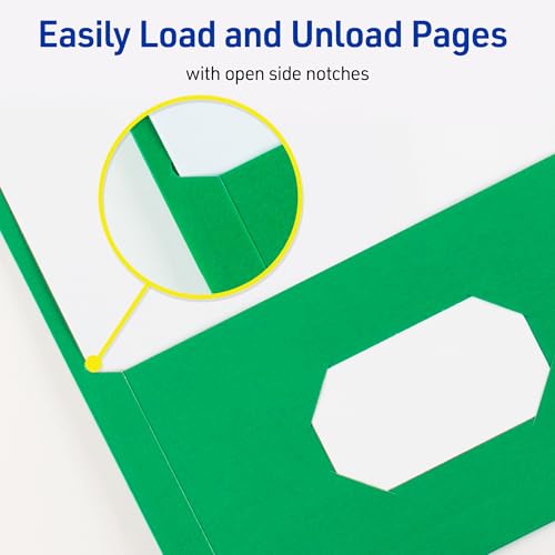 Avery Two Pocket Folders with 3 Prong Fasteners, Holds 70 Sheets, 25 Green Folders (47977) - color: Green