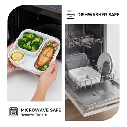 Lunch Bento Box Adults, Leakproof Compartment Adult Lunchable Salad Food Containers for Men Women, Bpa Free Reusable lunchbox, Microwave Dishwasher Safe, Green - color: Green