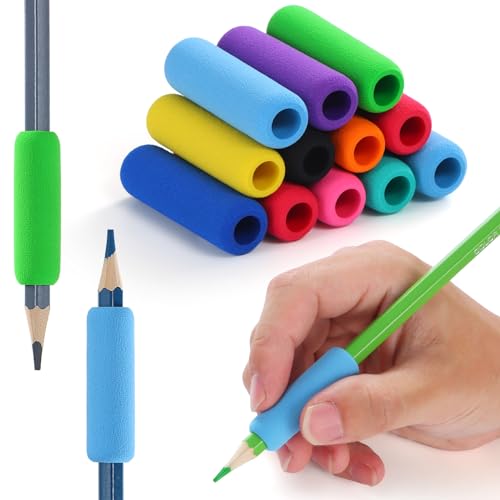 Foam Pencil Grips Bulk for Kids Handwriting, Pen Grips for Adults | 30 Pcs 10 Colors, Classic, Mechanical Pencil Cushion Grip Pastel, Pencil Grips for Arthritis, Pencil Grippers - color: Classic, 30 Pcs
