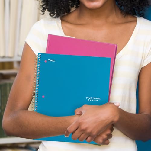 Five Star Spiral Notebook, 3 Subject, Wide Ruled | 8" x 10-1/2" | 150 Sheets | Water Resistant | Tidewater Blue | Pack of 6 - color: Tidewater Blue, size: 8" x 10-1/2" (Pack of 6)