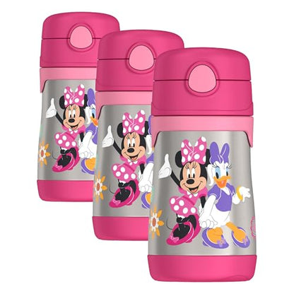 THERMOS Vacuum Insulated Stainless Steel 10oz Straw Bottle, MINNIE MOUSE (Pack of 3) - color: Minnie Mouse, size: 10 Ounces (Pack of 3)