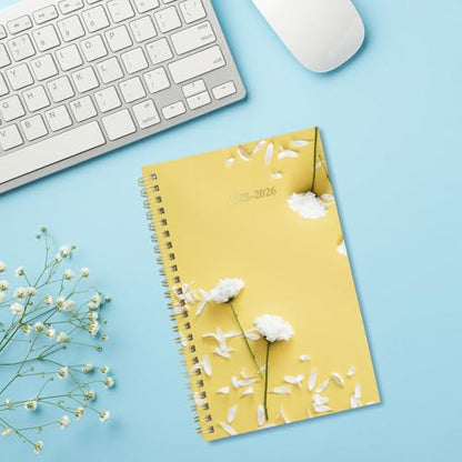 Blueline® Essential Academic Weekly/Monthly Planner, 13 Months, July 2025 to July 2026, Gold Twin-Wire Binding, Poly Cover, 8" x 5", Botanical Design, Yellow (CA114PM.01-26)