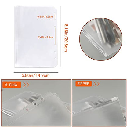 DY.2ten A5 6-Hole Binder Notebook Refills Set - 135 Sheets (270 Pages) Graph Paper + 2pcs A5 Zipper Binder Pockets + 5 Pcs A5 Dividers + Index Note Tabs + Index with Date + Ruler - color: A5 Square Paper