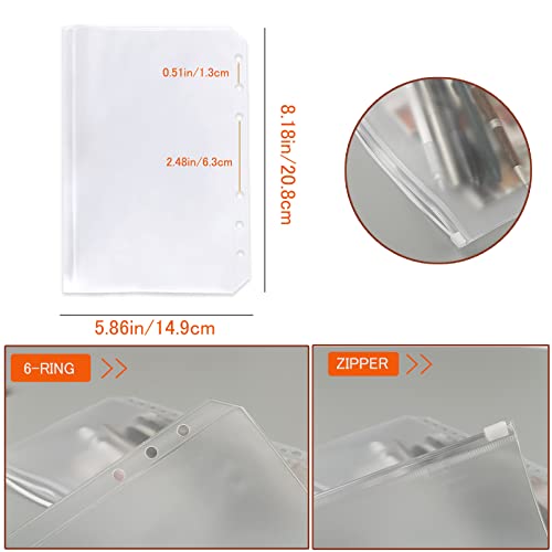 DY.2ten Refillable Notebook Set - 3 Pack Lined Refill Paper, Clear Zipper Binder Pockets, Dividers, Index Tabs, Ruler Marker - color: A5 Lined Paper
