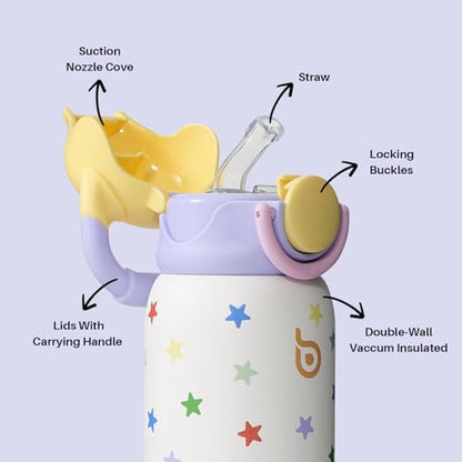 BOTTLE BOTTLE Kids Insulated Water Bottle with Straw Lid and Handle 16 oz Stainless Steel Vacuum Tumbler Water Bottles for School Outdoor Travel Gifts for Boys and Girls Stellar Pop - color: stellar pop