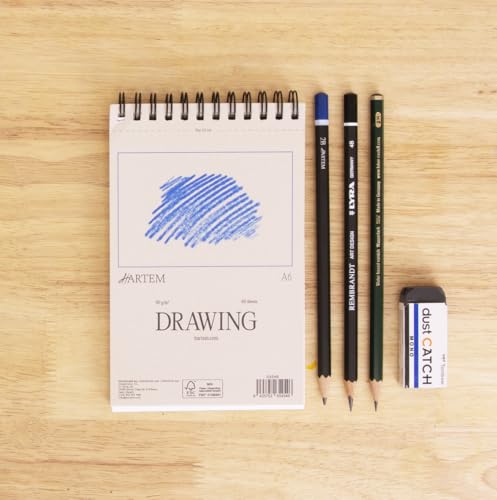 Hartem - Drawing Paper | Wirebound Pad of 60 Sheets | 90g/m2 Weight | Size A6 (14,8 x 10,5 cm) - Artist Paper for Adults and Students - Sketch Book, Mixed Media, Markers and Art Journaling - size: A6 (14,8 x 10,5 cm)