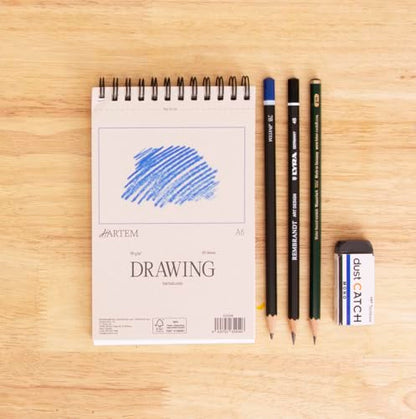 Hartem - Drawing Paper | Wirebound Pad of 60 Sheets | 90g/m2 Weight | Size A6 (14,8 x 10,5 cm) - Artist Paper for Adults and Students - Sketch Book, Mixed Media, Markers and Art Journaling - size: A6 (14,8 x 10,5 cm)