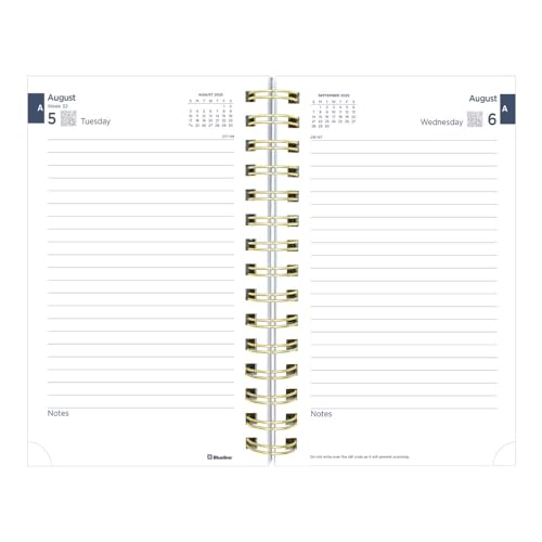Blueline® Essential Academic Daily/Monthly Planner, August 2025 to July 2026, Twin-Wire Binding, Poly Cover, 8" x 5", Blossom Design, White (CA214PG.01-26)