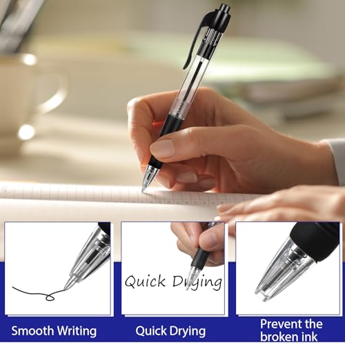 Fainne 200 Pack Retractable Ballpoint Pen 1.0 mm Medium Point Refillable Smooth Click Writing Pens With Grip for Work Journal Writing Office School Supplies(Black, Blue, Red Ink) - color: Black Ink, Blue Ink, Red Ink