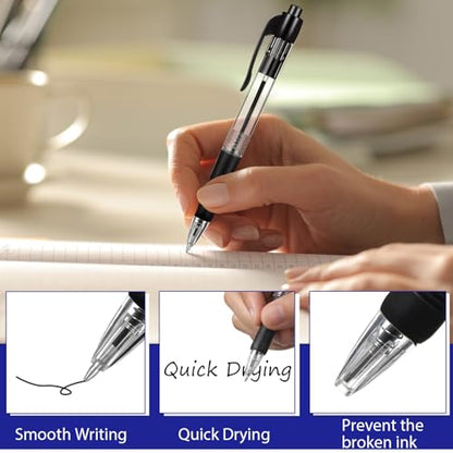Fainne 200 Pack Retractable Ballpoint Pen 1.0 mm Medium Point Refillable Smooth Click Writing Pens With Grip for Work Journal Writing Office School Supplies(Black, Blue, Red Ink) - color: Black Ink, Blue Ink, Red Ink