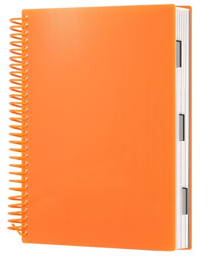Yoment B5 Spiral Notebook, 4 Subject Wide Ruled Journal, 120 Sheets | Orange design with organized sections, graph and blank pages offers flexible note-taking for work, school, office daily use. - color: Orange, size: 8"x10"(B5)