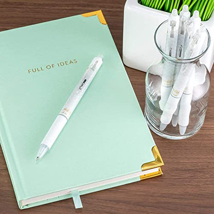 PILOT Frixion Erasable Pens 0.5 Ball Clicker Gel Ink Retractable Pen - Extra Fine Point - White Barrel - Black Ink - Pack Of 3 Pens And 6 Refills