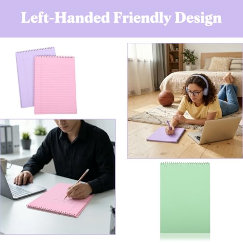 Leooomap 5-Pack Pastel Top Spiral Notebooks, 8.5" x 11" College Ruled Aesthetic Legal Pads, 30 Sheets Each, Easy-Tear Perforated Pages for School, Office, Journaling & Note-Taking Supplies