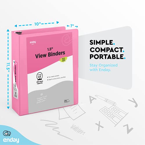 Enday 3 Ring Binder 1.5 Inch, Pink Heavy Duty Three Ring Binder, 325 Sheets Capacity - 1.5 Inch Binder for Home School and Office - color: Pink, size: 1.5-Inch