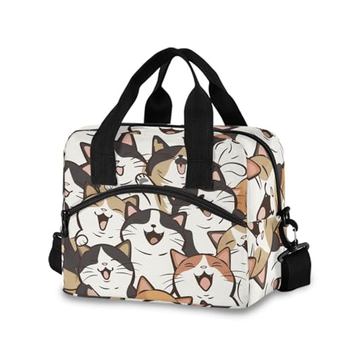 ALAZA Funny Cats Insulated Lunch Bag Women Men Portable Reusable Cooler Lunch Tote Bag for Work Office Picnic College - color: Multi 17