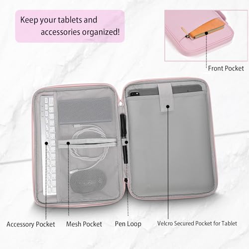 Crienten 12.9 Inch Tablet Sleeve Bag for Women Fits iPad Pro 12.9 M2 2022/2021/2020/2018/Pro 12.9 2017, Surface Laptop Go 12.4", Galaxy Tab S8+ 12.4", Waterproof Bag Carrying Case with Pocket (Pink) - color: Pink-12.9in, size: 12.9 inch