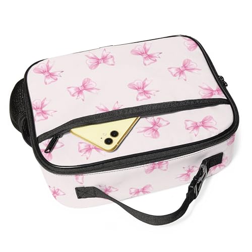 WOBAGMEN Pink Bow Lunch Box for Kids, Cute Insulated Lunch Bag for Boys Girls,Waterproof Lunch Box with Water Bottle Holder for Teens Adults Picnic Travel Back to School (Pink Big Bow) - color: Pink Big Bow