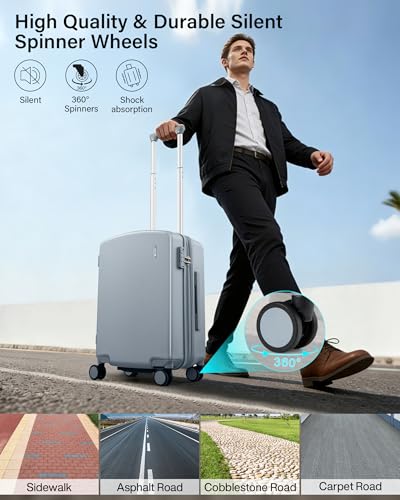 Hanke 20 Inch Expandable Carry On Luggage, 22x14x9 Airline Approved, TSA Lock Hard Shell Lightweight Suitcase for Men Women (Grey) - color: Grey, size: 20 Inch EXT