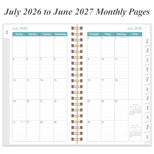 2026-2027 Pocket Planner/Calendar - 2026-2027 Planner from July 2026 - June 2027, Planner 26-27 with 12 Tabs, Twin-Wire Binding, Inner Pocket, 3.75" x 6.75, Blue Leaf Flower - color: Blue-Leaf-Flower, size: 3.75" x 6.75"