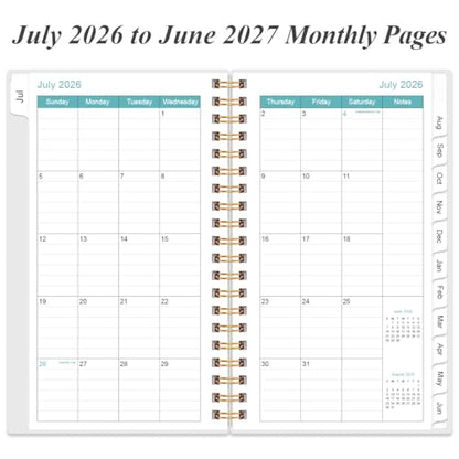 2026-2027 Pocket Planner/Calendar - 2026-2027 Planner from July 2026 - June 2027, Planner 26-27 with 12 Tabs, Twin-Wire Binding, Inner Pocket, 3.75" x 6.75, Blue Leaf Flower - color: Blue-Leaf-Flower, size: 3.75" x 6.75"