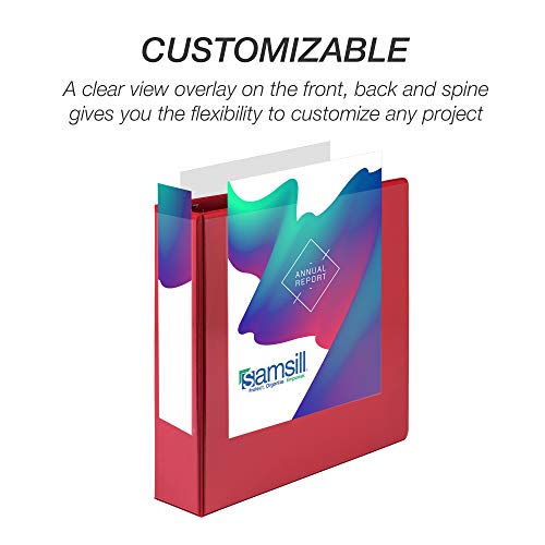 Samsill 2 Inch 3 Ring Binders, Economy Round Ring, Clear View Cover, 425 Sheet Capacity - for School, Home, Office - Red, 12 Pack - color: Red, size: 12-Pack, style: 2-Inch