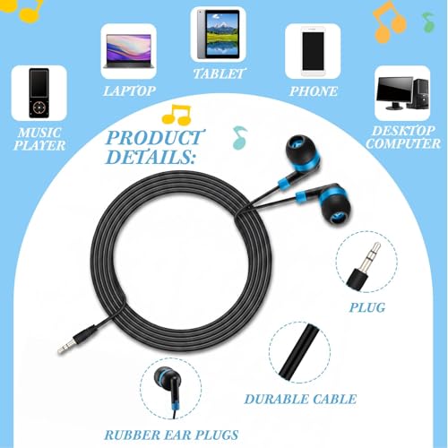 Kigeli 300 Packs Bulk Earbuds Headphones Wired Earphones for Classroom Kids Colorful in Ear Students Ear Buds with 3.5mm Jack for Laptop School Library Supplies, No Microphone (Interlaced Black) - color: Interlaced Black