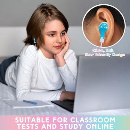 50 Pack Earbud Bulk Headphone for Classroom Earphone Earbud with Wire Individually Bagged Wired in Ear Buds(Sky Blue) - color: Sky Blue