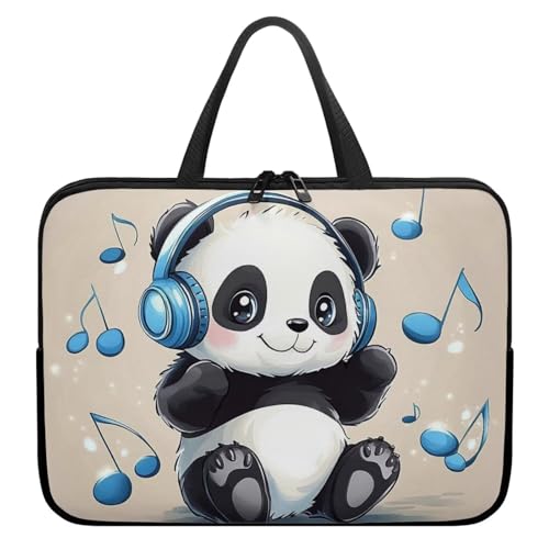Cute Panda 17 Inch Laptop Sleeve for Women Protective Laptop Tote Bag Cover Compatible with Tablet Notebook Reader Water Resistant Computer Carrying Case with Handle - color: Cute Panda, size: 17inch