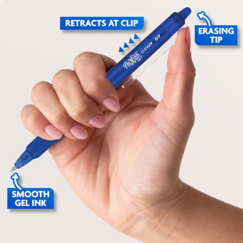 PILOT FriXion Clicker Erasable, Refillable & Retractable Gel Ink Pens, Fine Point, Black/Blue/Red Inks, 3-Pack (31467) - color: Assorted