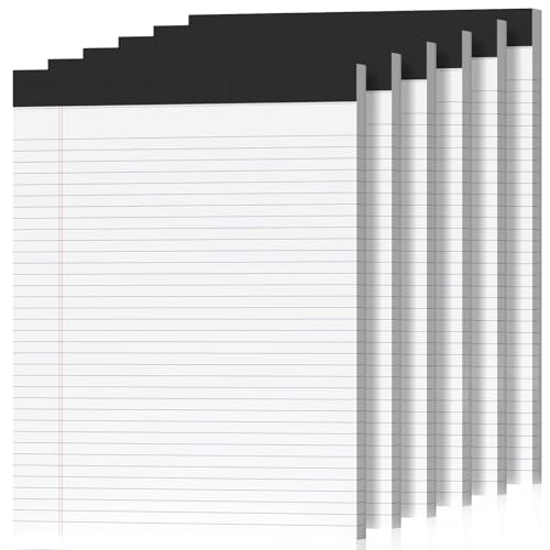 6 Pack Legal Pads 8.5 x 11 College Ruled 300 Sheets Note Pads 8.5 x 11 Notepads Perforated Writing Pads 8.5 x 11 Pads of Paper Lined White Paper, 50 Sheets per Notebook for Office & School Supplies - size: 8.5 x 11 In - White, style: 6 Pack