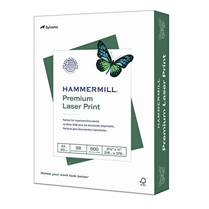 Hammermill Printer Paper, Premium Laser Print 24 lb, 8.5 x 11-1 Ream (500 Sheets) - 98 Bright, Made in the USA, 104604R - size: 1 Ream | 500 Sheets, style: Letter (8.5x11)
