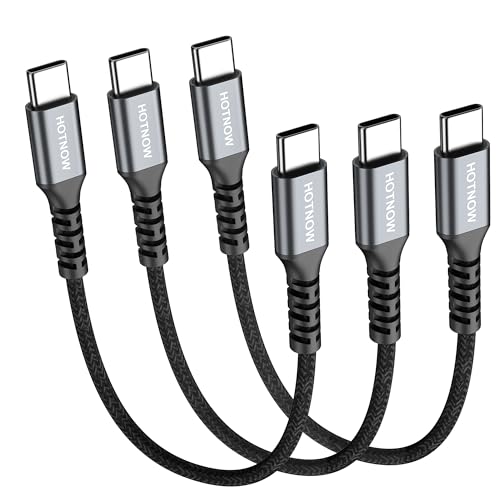 Short USB C to USB C Cable,6 inch 3 Pack,C to C Cable Fast Charging 65W Type C Charger Cord for iPhone 17 16 15, Samsung Galaxy S25 S24, Pixel, iPad Pro, MacBook Pro/Air and USB-C Devices - color: Black, size: 0.5FT