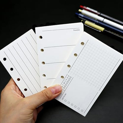 AxeWoodz Clear A8 Binder PP Trifold Binder 5 Rings Loose Leaf Binder Notebook with 120 Sheets A8 Refill Paper (Vertical Lined&to Do List&Weekly Plan) - style: Vertical Lined&To Do List&Weekly Plan