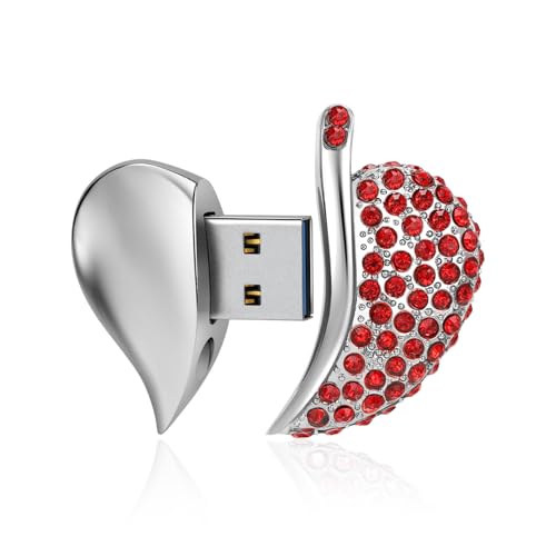 High Speed USB 3.0 Flash Drive,Cute Romantic Heart Shape USB Memory Stick,Thumb Drive for Photos, Music, Files Storage (Red, 32, GB) - color: Red
