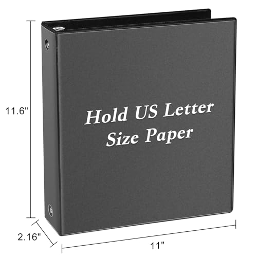 CIXILDTS 1.5-inch Round Ring Binder, 1-1/2" 3 Ring Binder Fit Letter Size Paper, Presentation View Binders, Black, 6-Pack - color: Black, size: 1.5", style: 6-Pack