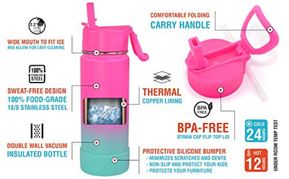 CHILLOUT LIFE 17oz Kids Insulated Stainless Steel Water Bottle with Leak Proof Straw Lid & 144 Stickers - color: Frozen Slushy, style: 17 oz