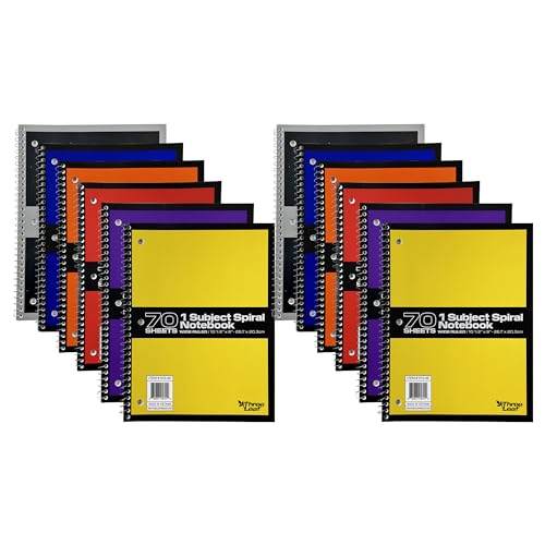 three leaf WIDE RULED 8" x 10 1/2" SPIRAL NOTEBOOK (Pack of 12, Wide Ruled) - color: Wide Ruled, size: Pack of 12