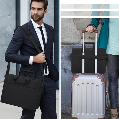 TECOOL Laptop Bag 17 17.3 Inch, Waterproof Laptop Case Sleeve Messenger Bag Briefcase with Shoulder Strap for 17 17.3 Inch Lenovo HP Dell Acer ASUS Notebook Computer Carrying Case, Black | Briefcase with Shoulder Strap for 17 17.3 Inch Lenovo HP Dell Acer
