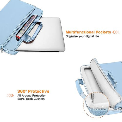MOSISO 360 Protective Laptop Bag 13.3 inch, 13-14 inch Computer Bag Compatible with MacBook Air 13 inch/Pro 13 inch/Pro 14 inch,HP,Dell,Notebook, Laptop Carrying Case with Strap&Handle, Airy Blue - color: Airy Blue, size: 13.3 inch