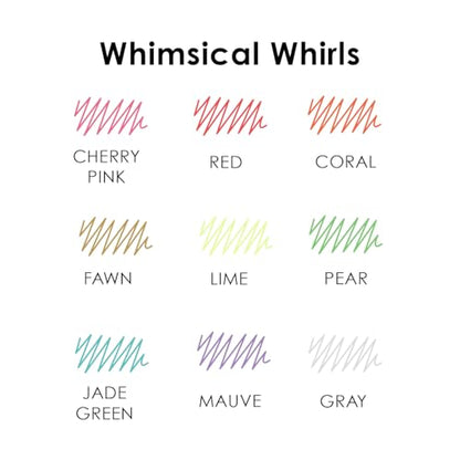 Grabie Erasable Gel Pens, 9 Color 0.7 mm Pens, Whimsical Whirls | Thermo-Sensitive Gel Ink, Clean Erasing, Smooth Writing, Retractable Design, Drawing, Journaling, Planner, School And Office - color: 9 Colors Pens: Whimsical Whirls