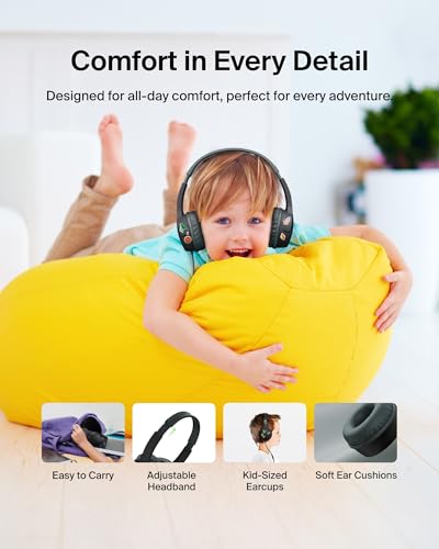 Belkin SoundForm Mini Kids Wired Headphones w/USB C to 3.5mm Dongle, Built-in Mic & Fun Stickers, 85dB Max Volume – for Online Learning, Travel, Compatible w/iPhone 16, iPad, Galaxy S25, etc - Black - color: Black, style: Wired (USB-C)