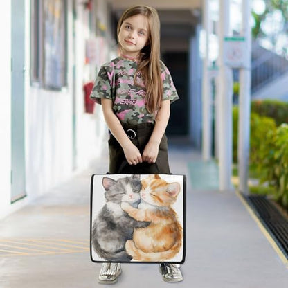 3 Ring Zipper Binder Cute Cats in Love Binder Organizer Portfolio with File and Shoulder Strap & Handle Large Capacity File Folder - color: Cute Cats