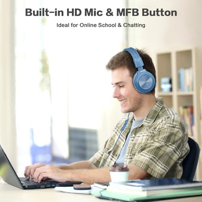 SIMOLIO Stereo Wired Headphones Teens Adult Kid Youth w/Mic & Volume Control & Volume Limited & Share Port & 3.5mm Jack, Safe Volume Durable Foldable Headset for Online School Gaming PC Laptop Travel