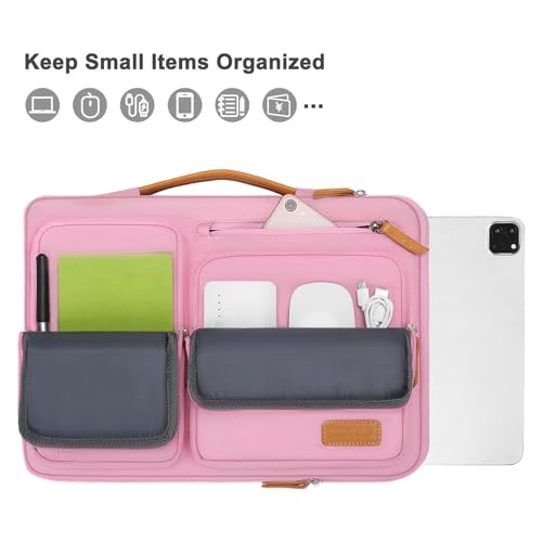 MOSISO 12.9 inch Tablet Sleeve Case for iPad Pro 13 M4 & iPad Air 13 M3 M2, iPad Pro 12.9 M2 M1 6/5th with Magic Keyboard&Smart Keyboard Folio, Side Open Carrying Bag with 4 Zipper Pockets, Pink - color: Pink, size: 12.9 inch