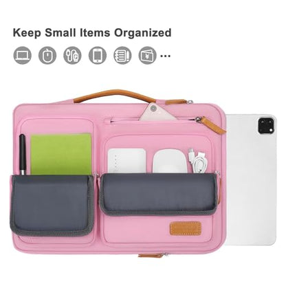 MOSISO 12.9 inch Tablet Sleeve Case for iPad Pro 13 M4 & iPad Air 13 M3 M2, iPad Pro 12.9 M2 M1 6/5th with Magic Keyboard&Smart Keyboard Folio, Side Open Carrying Bag with 4 Zipper Pockets, Pink - color: Pink, size: 12.9 inch