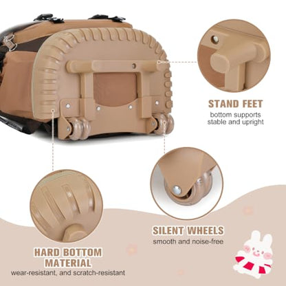 Bevalsa Capybara Theme Rolling Backpack for Girls, 3PCS Roller School Backpacks with Lunch Box & Pen Case, Kids Bookbag Schoolbag with Wheels for Teen Girl Kindergarten Elementary Middle School - color: Brown Cartoon